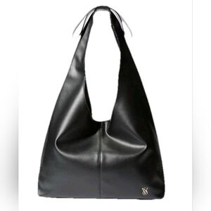 Victoria's Secret Tote Vegan Leather Black Bow Hobo Shoulder Bag MSRP $49.95